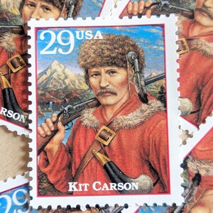 5 Kit Carson Stamps, Vintage Unused USPS 29 Cent Postage Stamps, Legends of the West, 1994 Gummed