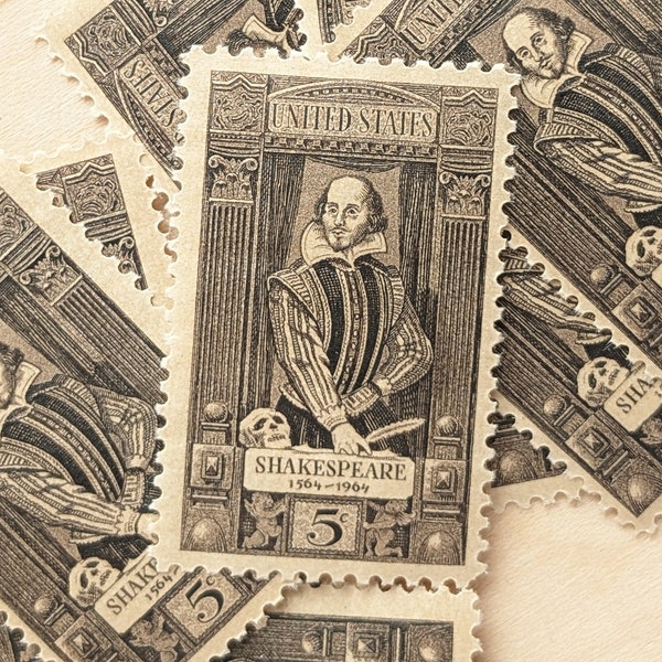 Set of 10 Shakespeare Stamps, 5 Cent, Unused US Stamps 1964