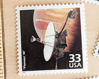 5 Pioneer 10 Stamps, Vintage Unused USPS 33 Cent Postage Stamps, 1970s Celebrate The Century, 1999 Gummed Stamps