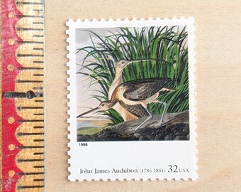 5 Long-Billed Brachvogel von John James Audubon, Vintage Unbenutzte USPS 32 Cent Briefmarken, Vier Jahrhunderte amerikanischer Kunst, 1997 Gummiet