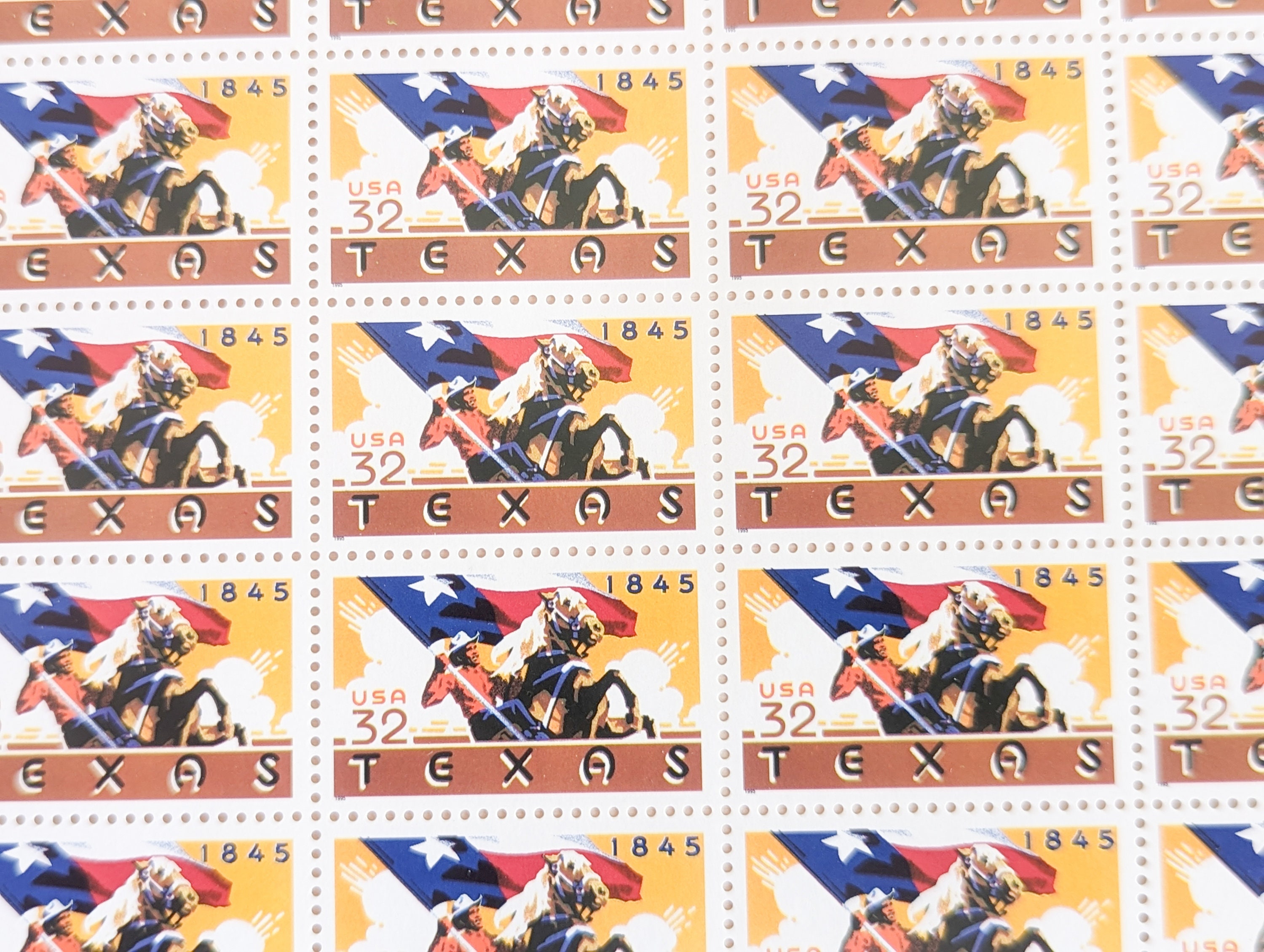 テキサス州切手20枚セット、未使用ヴィンテージUSPS 32セント切手