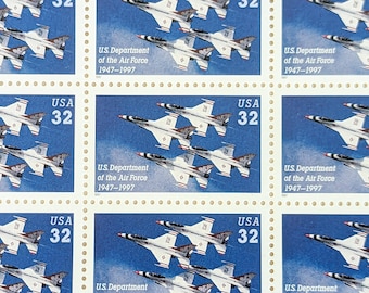 Sheet of 20 US Department of The Air Force Stamps, US Postage Stamp Sheet, 1997, Twenty 32 Cent Stamps, Vintage Collectible Stamps