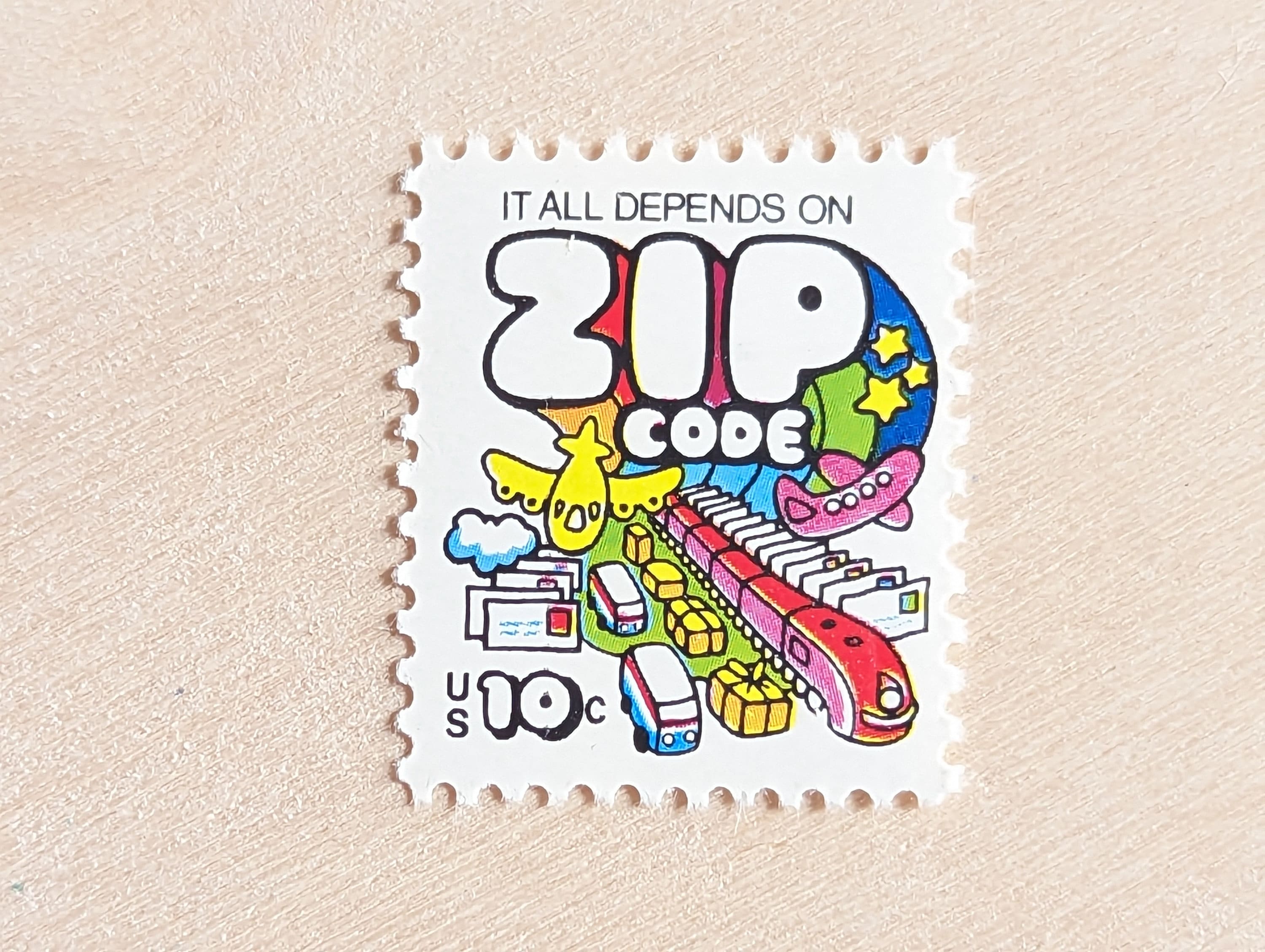 10 It All Depends on Zip Code Stamps, 1974 Unused Postage Stamps