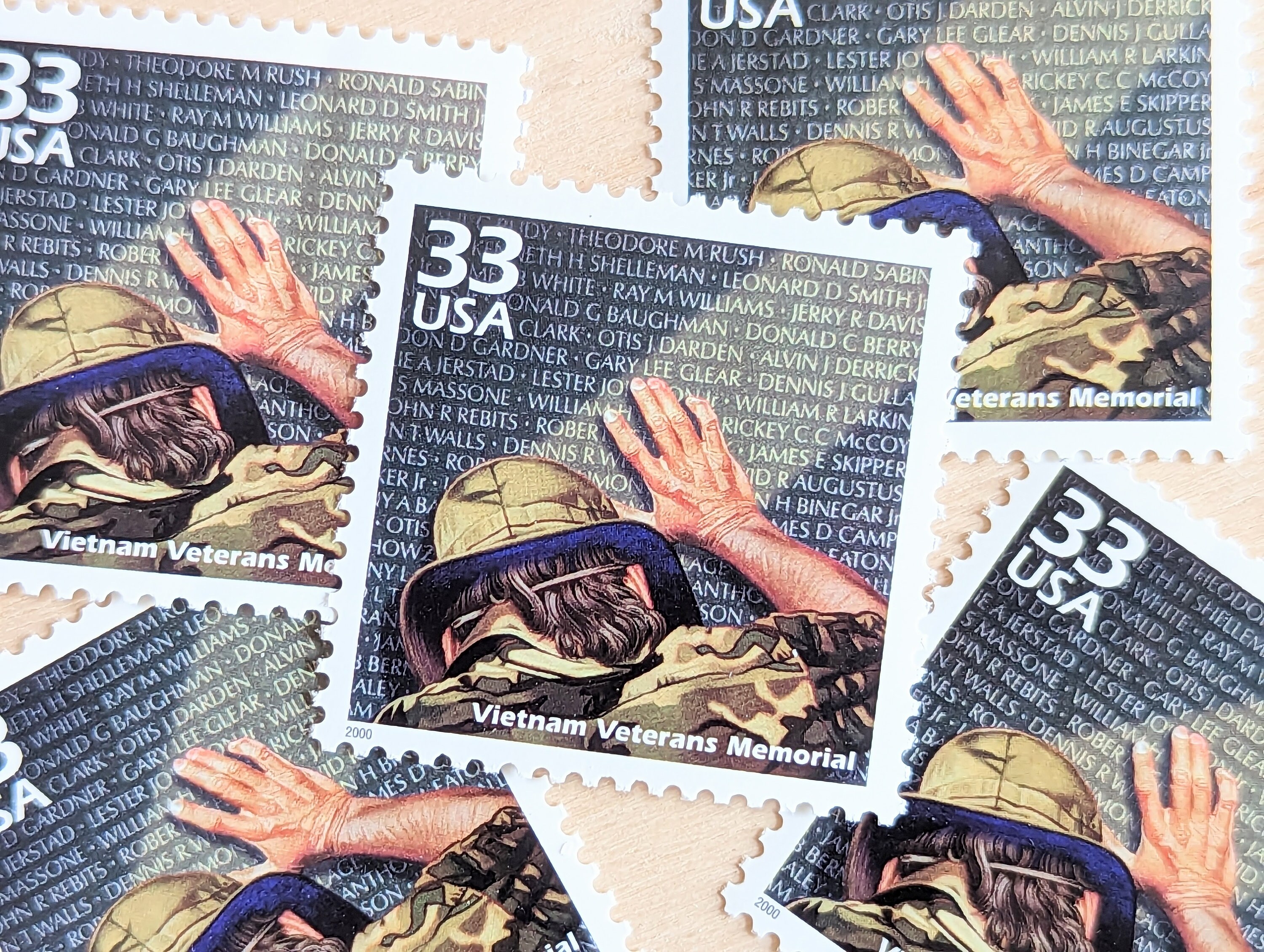ベトナム戦争戦没者慰霊切手5枚、ヴィンテージ未使用USPS 33セント切手