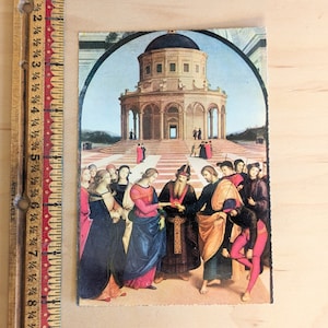 Carte postale Milano inutilisé, musée Raphael Brera, Les Noces de la Vierge, par Raphael Gemaldegalerie Brera