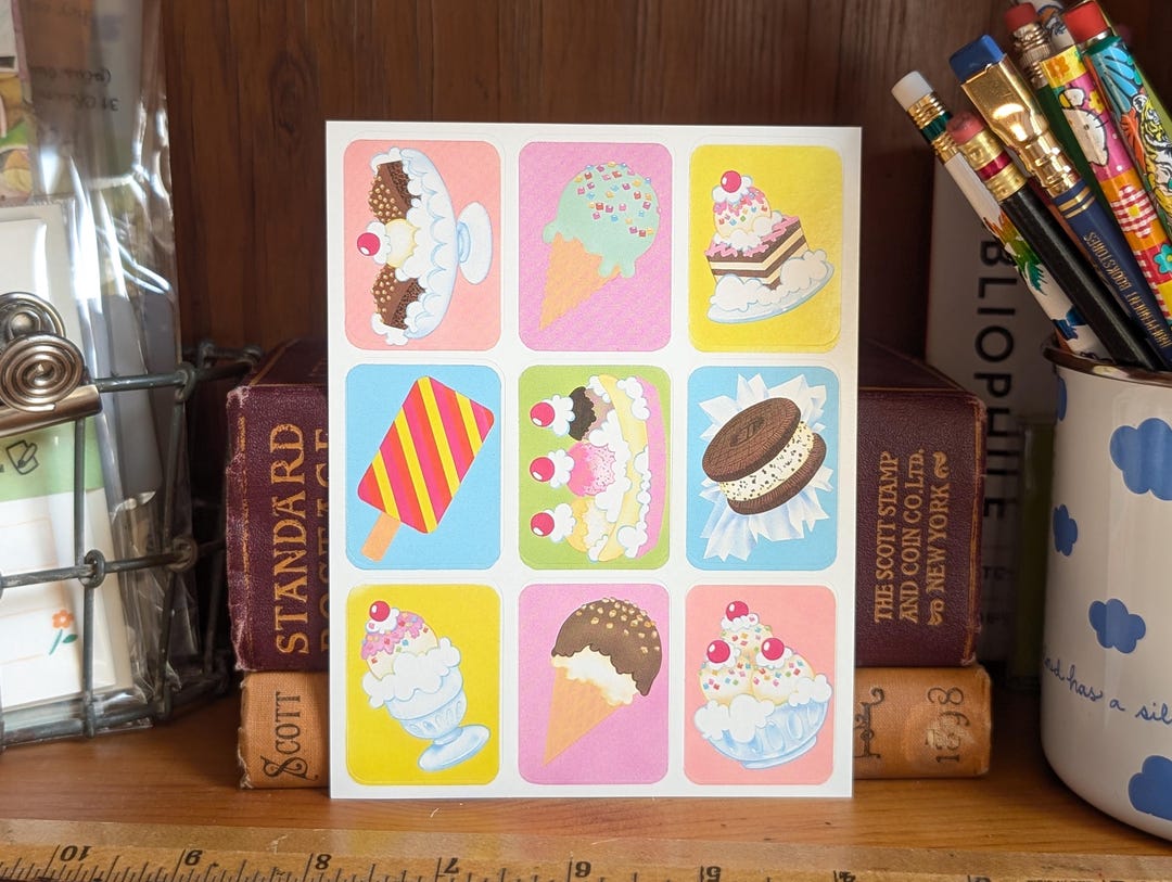 Ice Cream Sticker Sheet, 4.5x6 Inch Sticker Sheet, 9 Stickers - Etsy