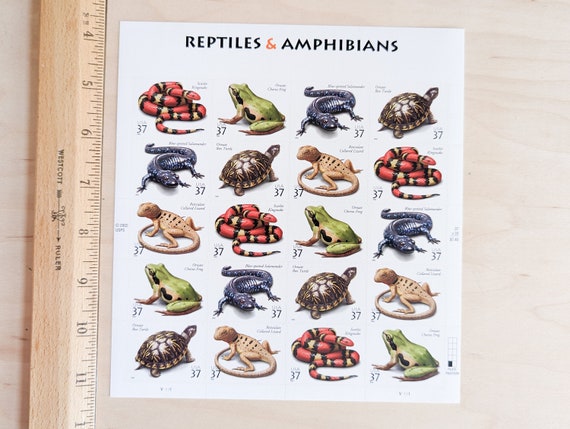 Sheet of 20 Reptiles and Amphibians Unused US Stamps, 2002