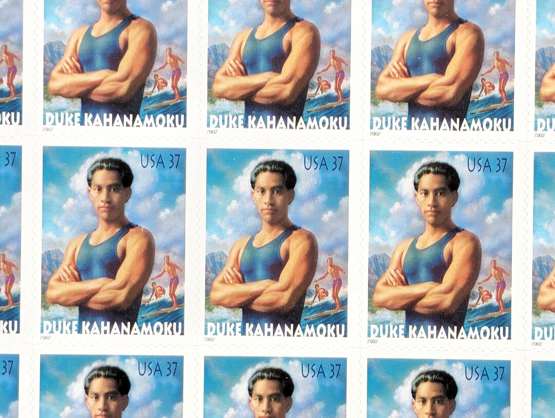 Duke Kahanamoku Unused US Stamp Sheet, 2001, Sheet of 20, 37 Duke Kahanamoku Unused US Stamp Sheet, 2001, Sheet of 20, 37