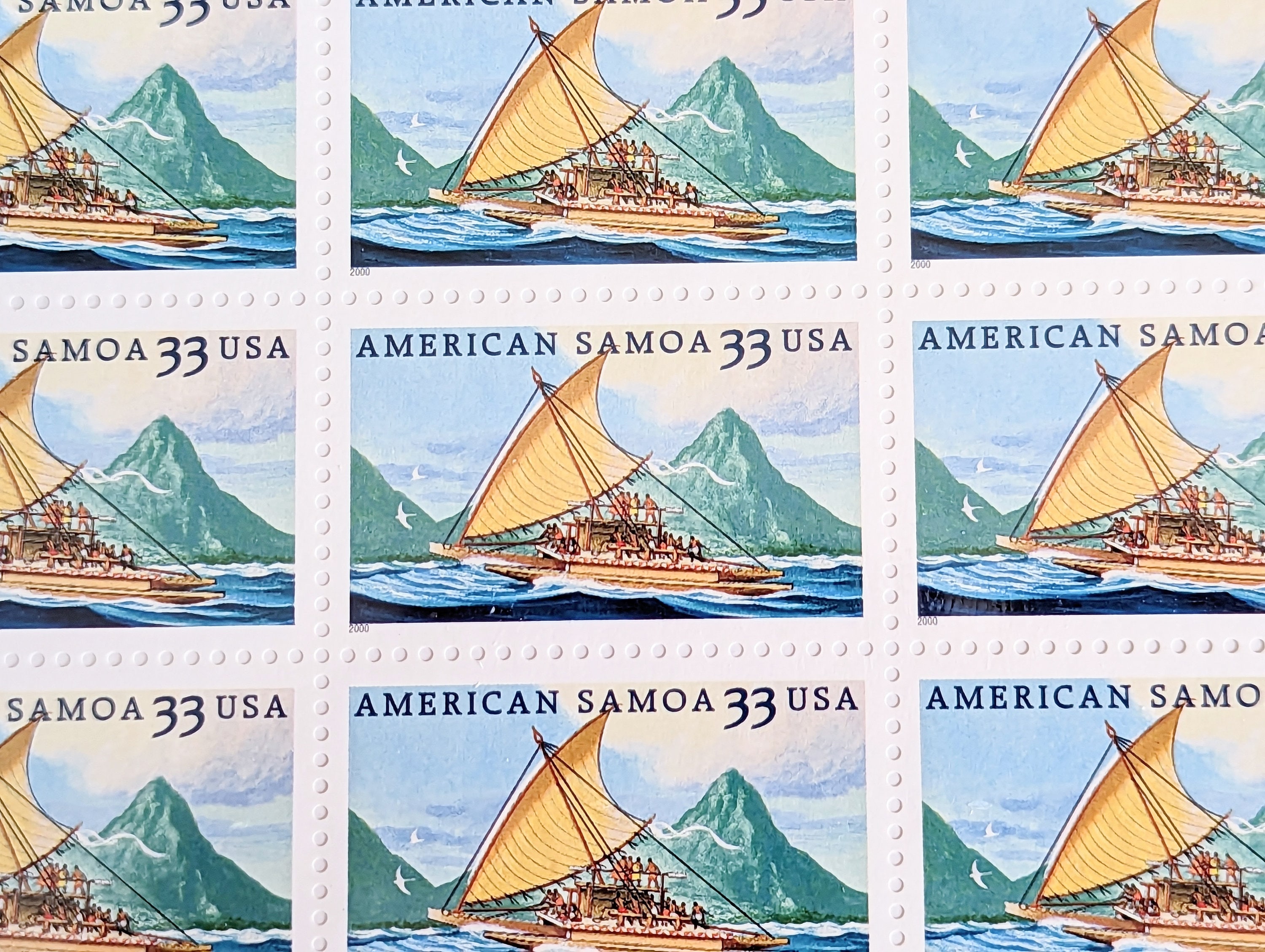 Sheet of 20 American Samoa Postage Stamps, 33 Cent Stamps, 1999 ...