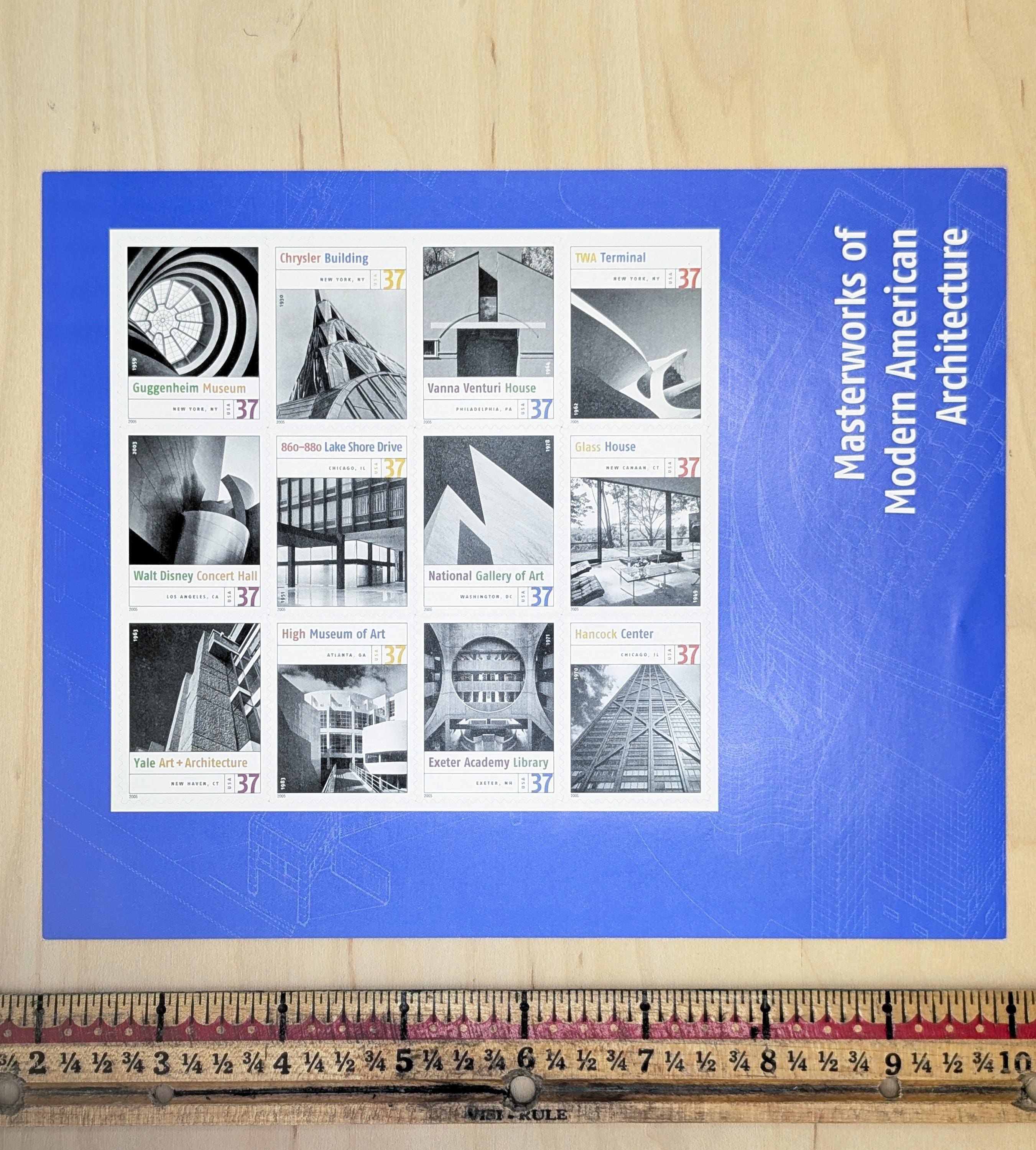 建築切手12枚セット、ヴィンテージ未使用USPS 37セント切手、2005年