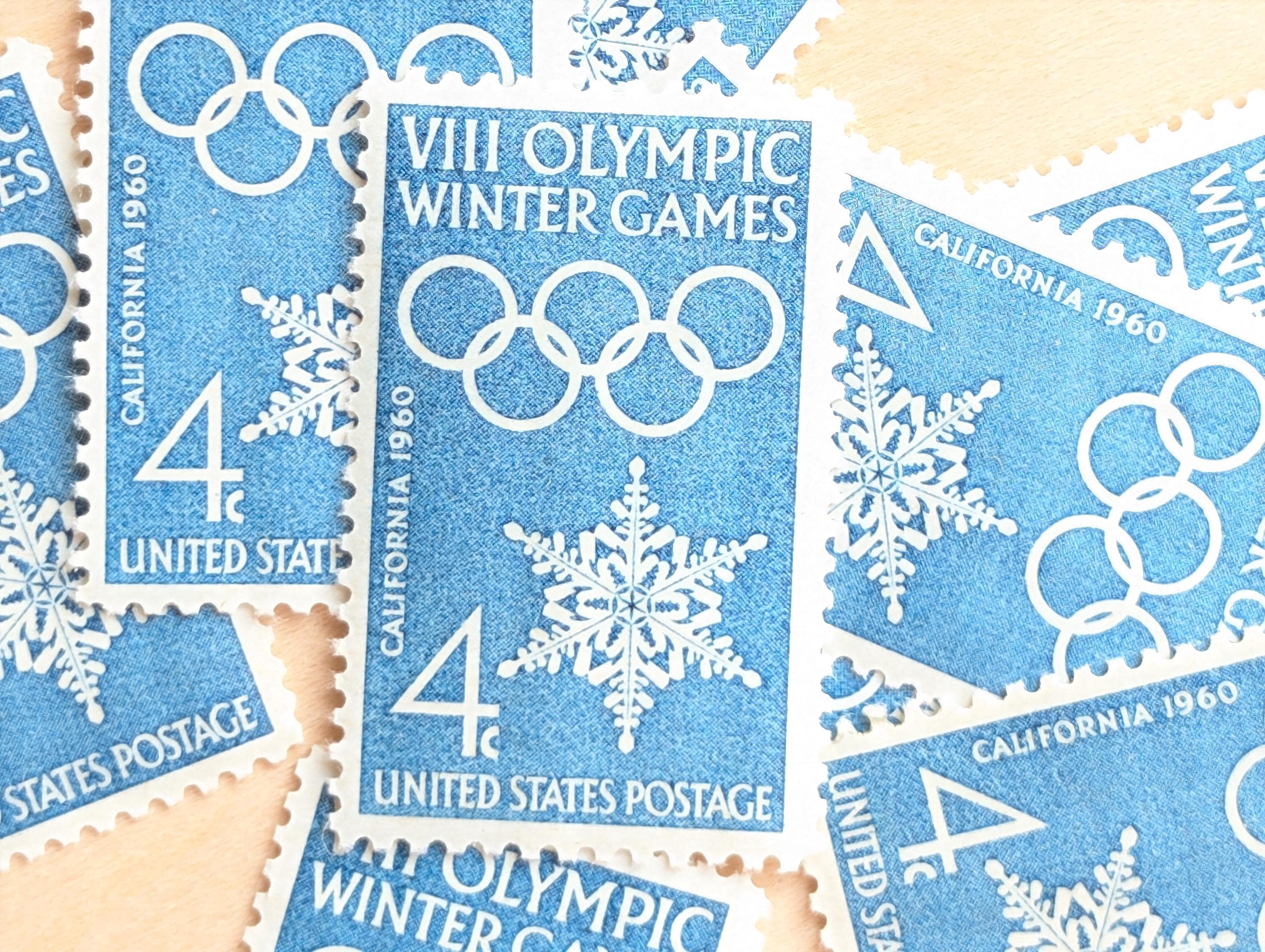 VIII Olympic Winter Games Stamps, Vintage Unused USPS 4 Cent