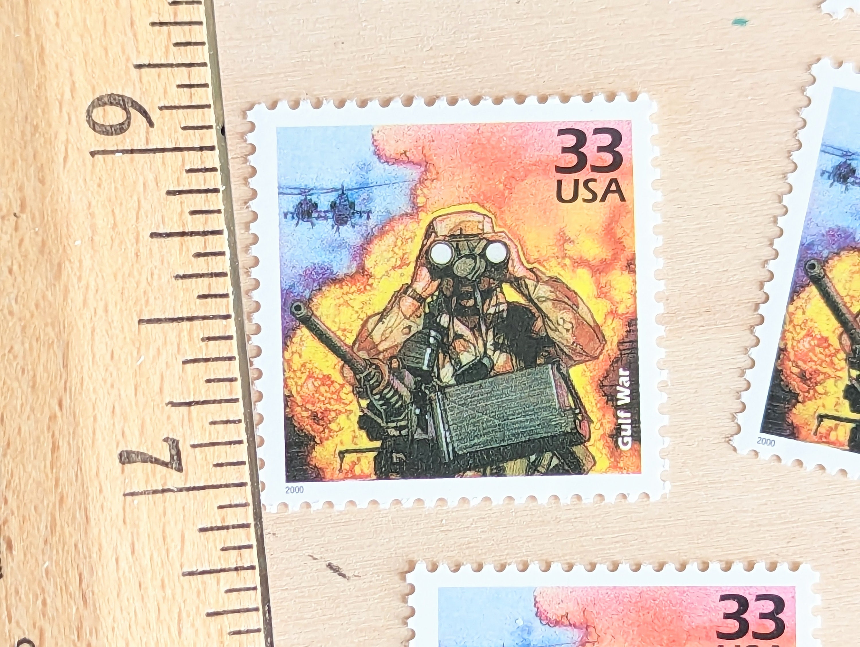 湾岸戦争切手5枚、ヴィンテージ未使用USPS 33セント切手、1990年代の