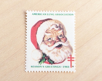 10 Christmas Seals American Lung Association, 1983, Santa Clause Holiday Seals, Cinderella Stamp