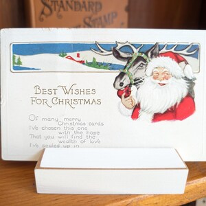 Postal navideña sin usar de "Mis mejores deseos" de Papá Noel