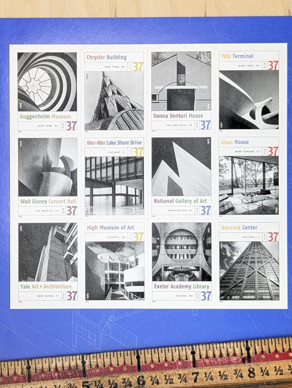 建築切手12枚セット、ヴィンテージ未使用USPS 37セント切手、2005年