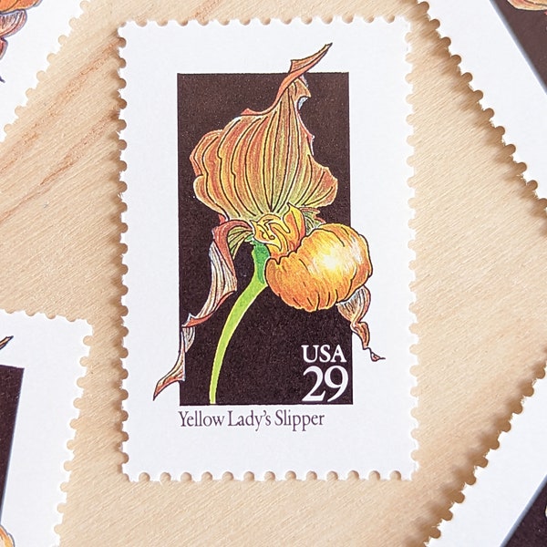 5 Yellow Lady's Slipper Wildflower, 29 Cent Stamps, 1992, USA Postage Stamps