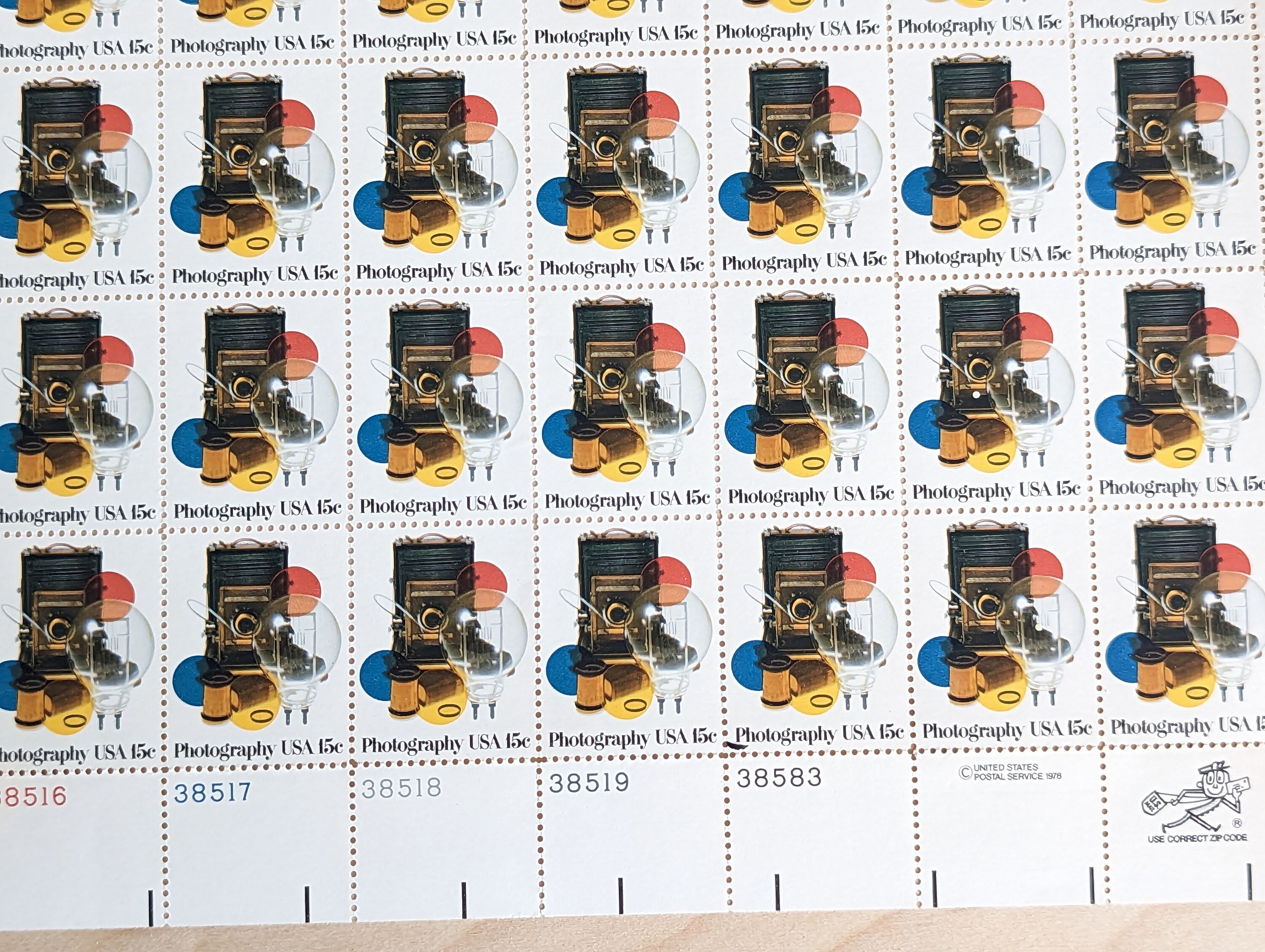 写真切手40枚セット、ヴィンテージ未使用USPS 15セント切手、1978年