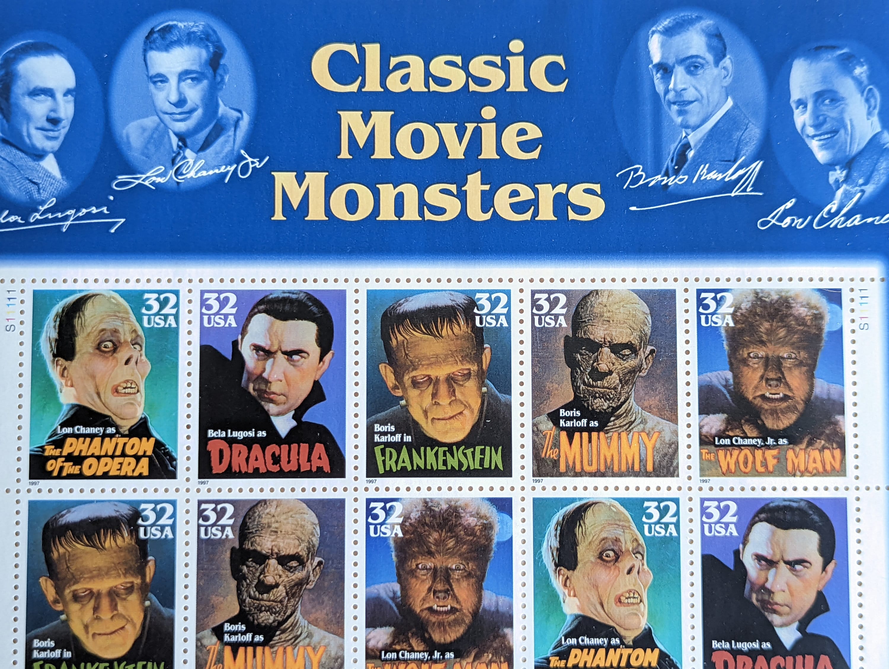 クラシック映画モンスター 32セント切手 1996年 米国未使用切手シート