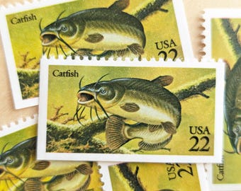 4 つのユニークなビンテージ未使用米国郵便切手 - 水槽の魚 - 3320b