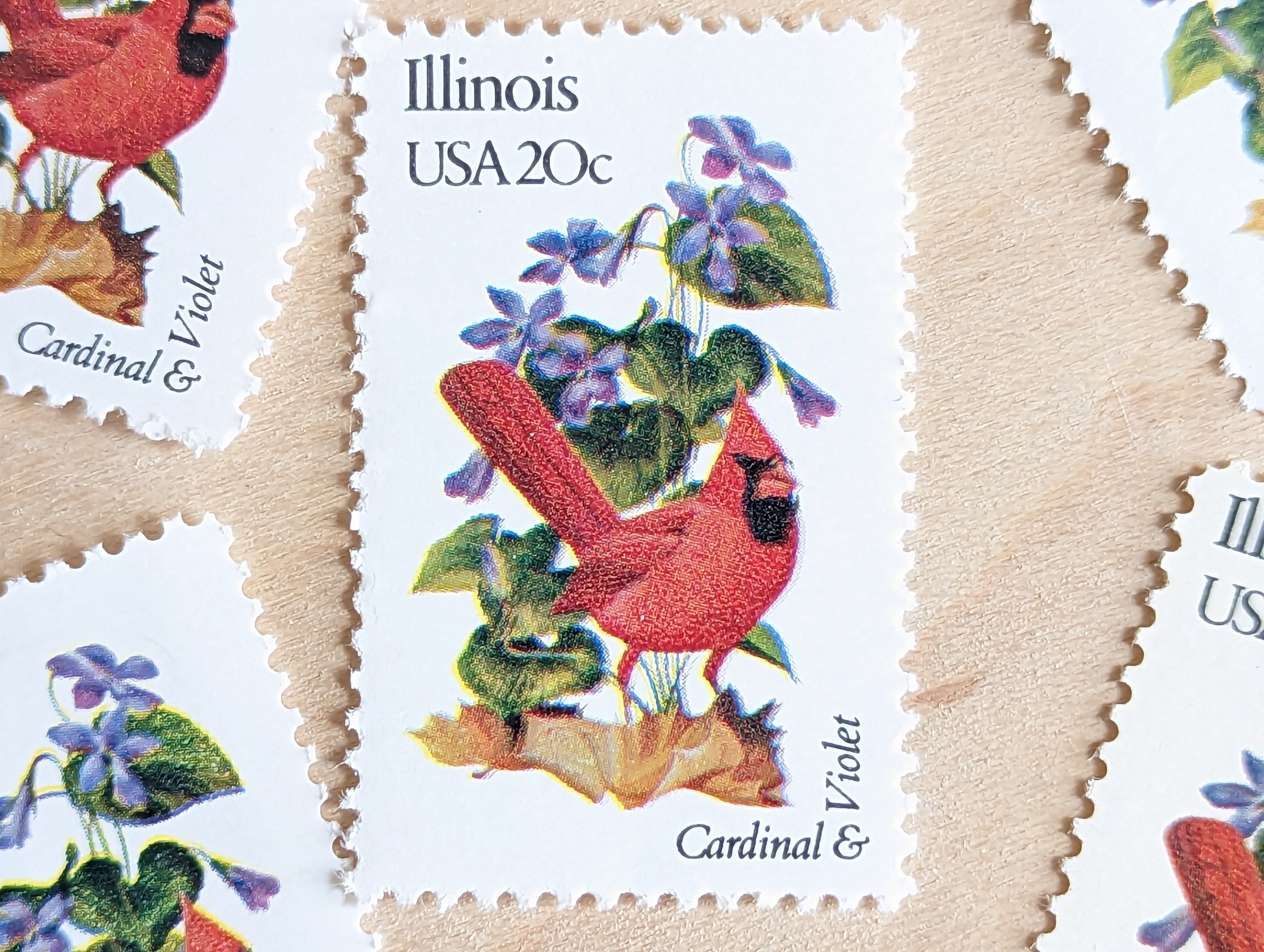 5 Illinois State Bird and Flower Stamps, Vintage Unused USPS 20  display picture 1