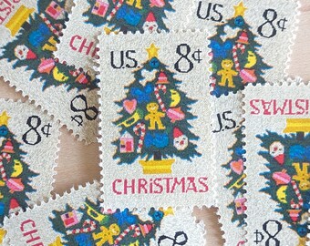 クリスマスツリー切手10枚、未使用切手、8セント切手、ヴィンテージ