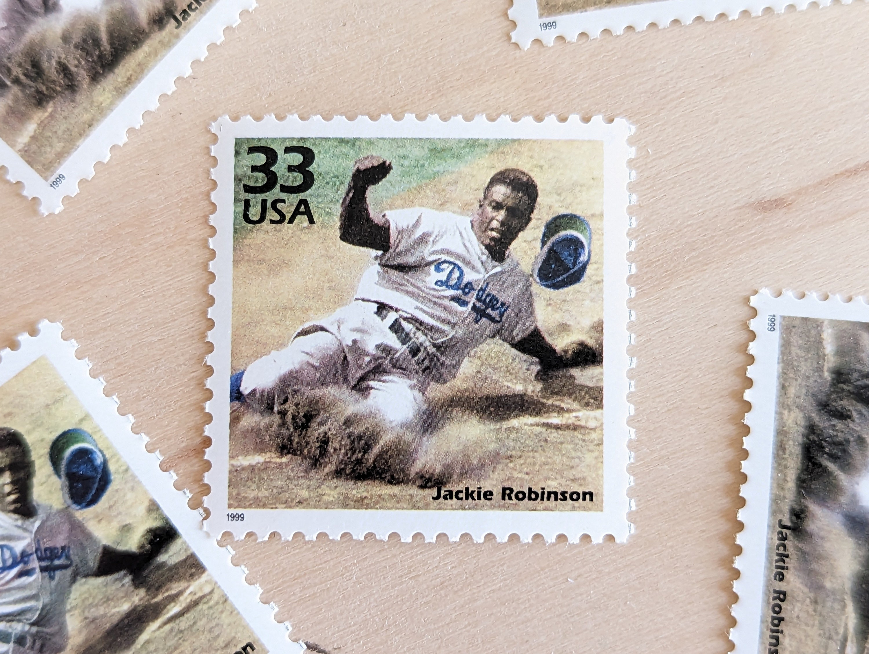 切手98 ジャッキー・ロビンソン切手5枚セット、未使用の米国郵政公社（USPS
