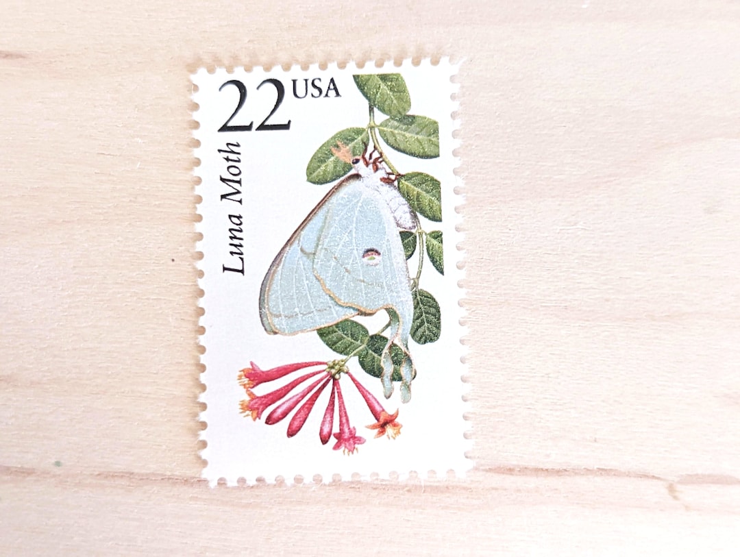 5 Luna Moth Stamps, Vintage Unused USPS 22 Cent Postage Stamps, North ...