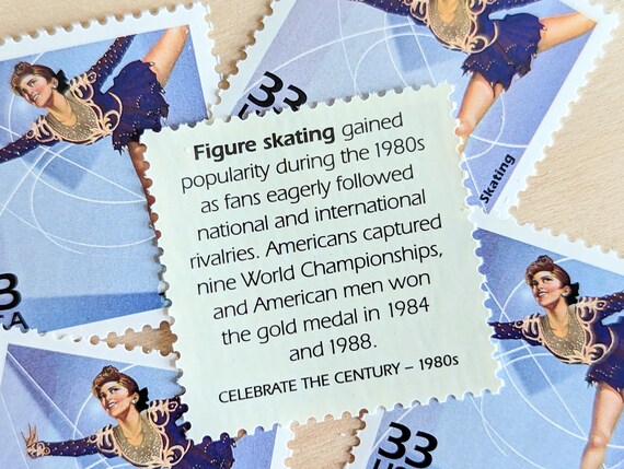 フィギュアスケート切手5枚、ヴィンテージ未使用USPS 33セント切手