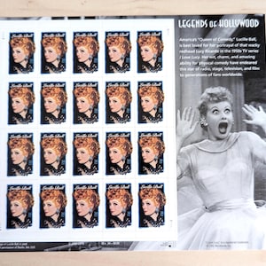Lucille Ball Unused US Stamp Sheet, 2000, Sheet of 20, 34 Cent Stamps, Legends of Hollywood, Vintage Collectible Stamps