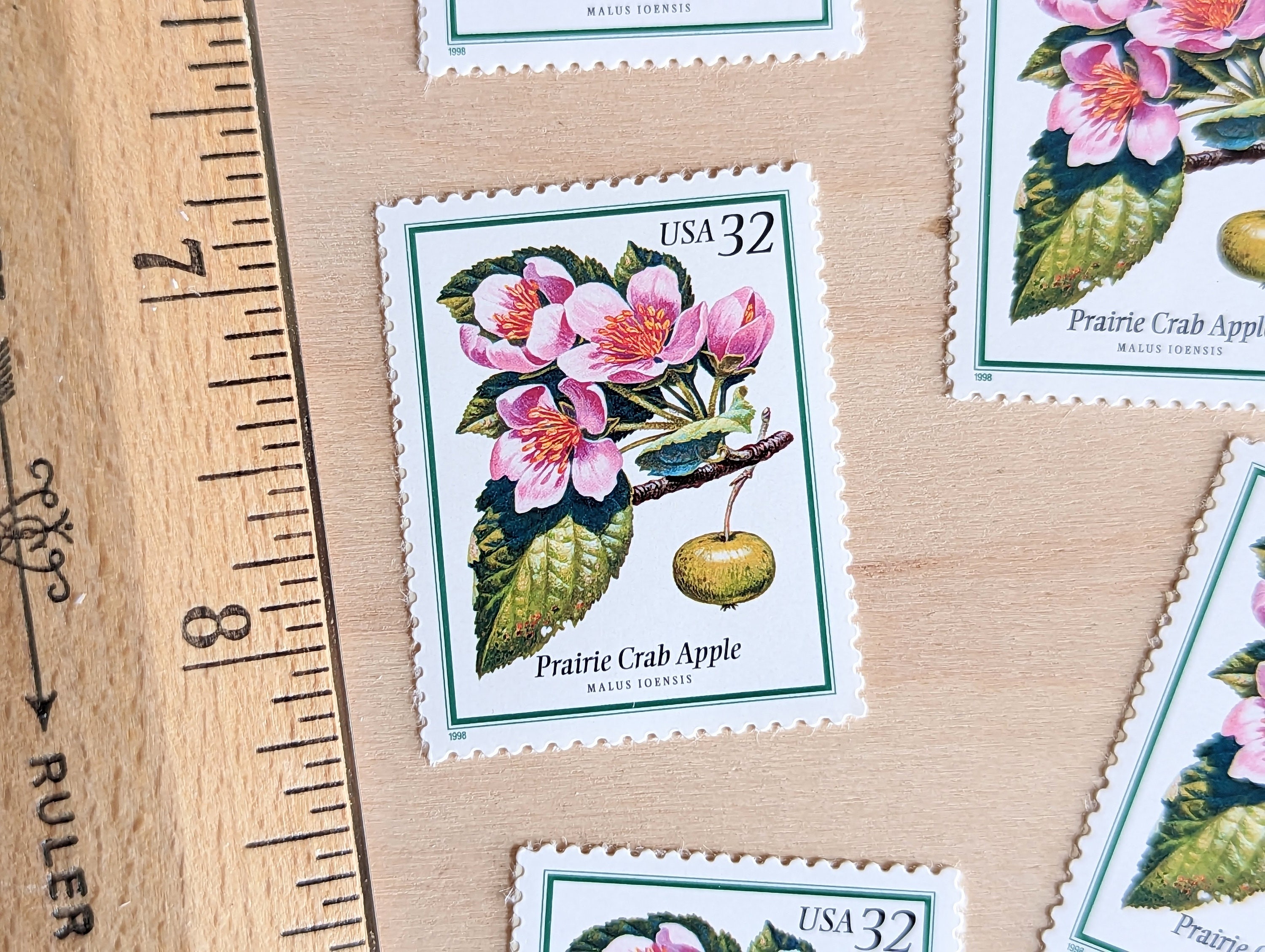 Floral Pink Vintage Unused Postage Stamps for 5 Letters 71 Cents 