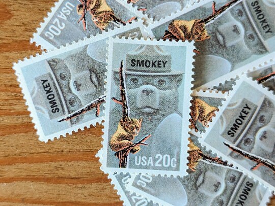 10 Smokey Bear 20c Vintage (Issued in 1984) Unused U.S. Postage Stamps for  Mailing - Collecting - Crafts - Scott Catalog 2096
