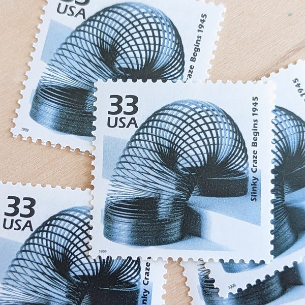 5 Slinky Stamps, 33 Cent, 1998, 1940s Celebrate The Century, Unused Postage Stamps