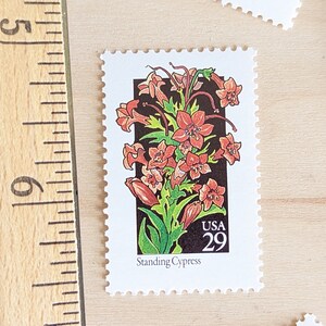 5 Standing Cypress Wildflower 29 Cent Stamps, 1992, Vintage Collectible Stamps