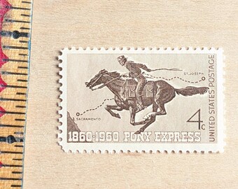 Pony Express 1860-1960 Stamps, Vintage Unused USPS 4 Cent Postage