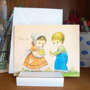 Senden Sie eine Vintage Grußkarte, Entlein Dankeskarte, kleine Freunde, 4 Optionen für den Versand, 14,5 x 10,8 cm
