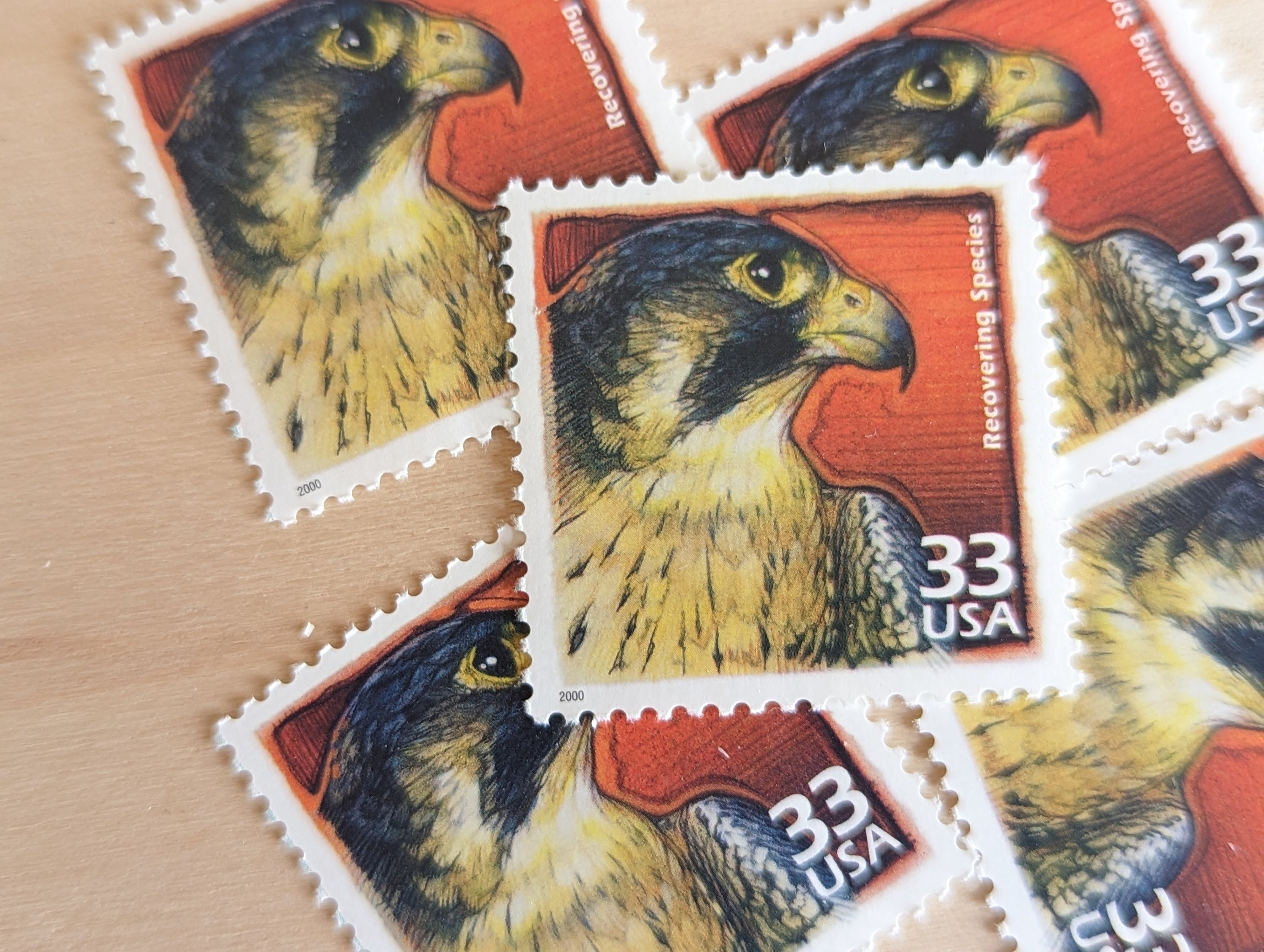 絶滅危惧動物の回復切手5枚、ヴィンテージ未使用USPS 33セント切手