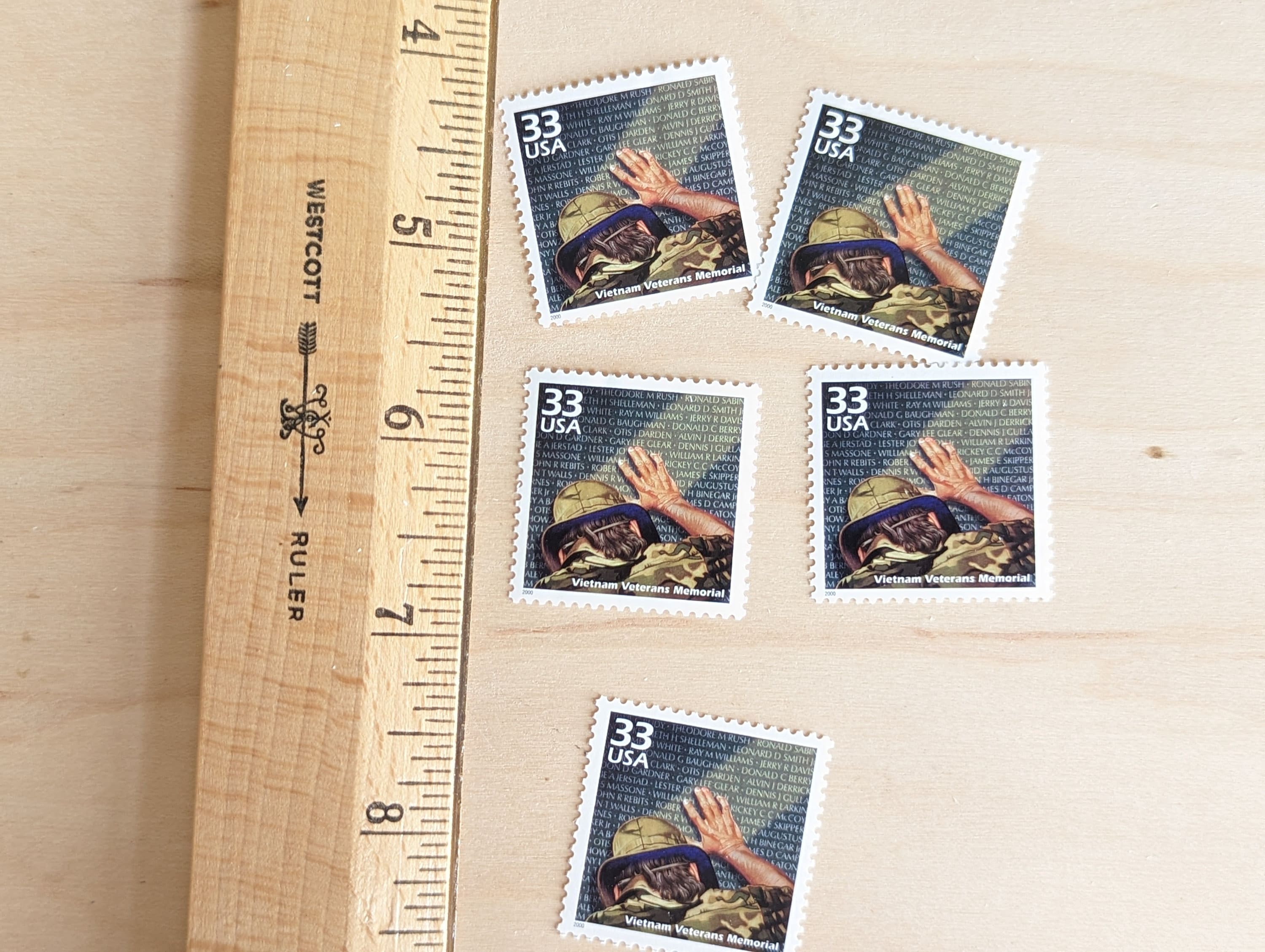 切手33 ベトナム戦争戦没者慰霊切手5枚、ヴィンテージ未使用USPS 33セント切手