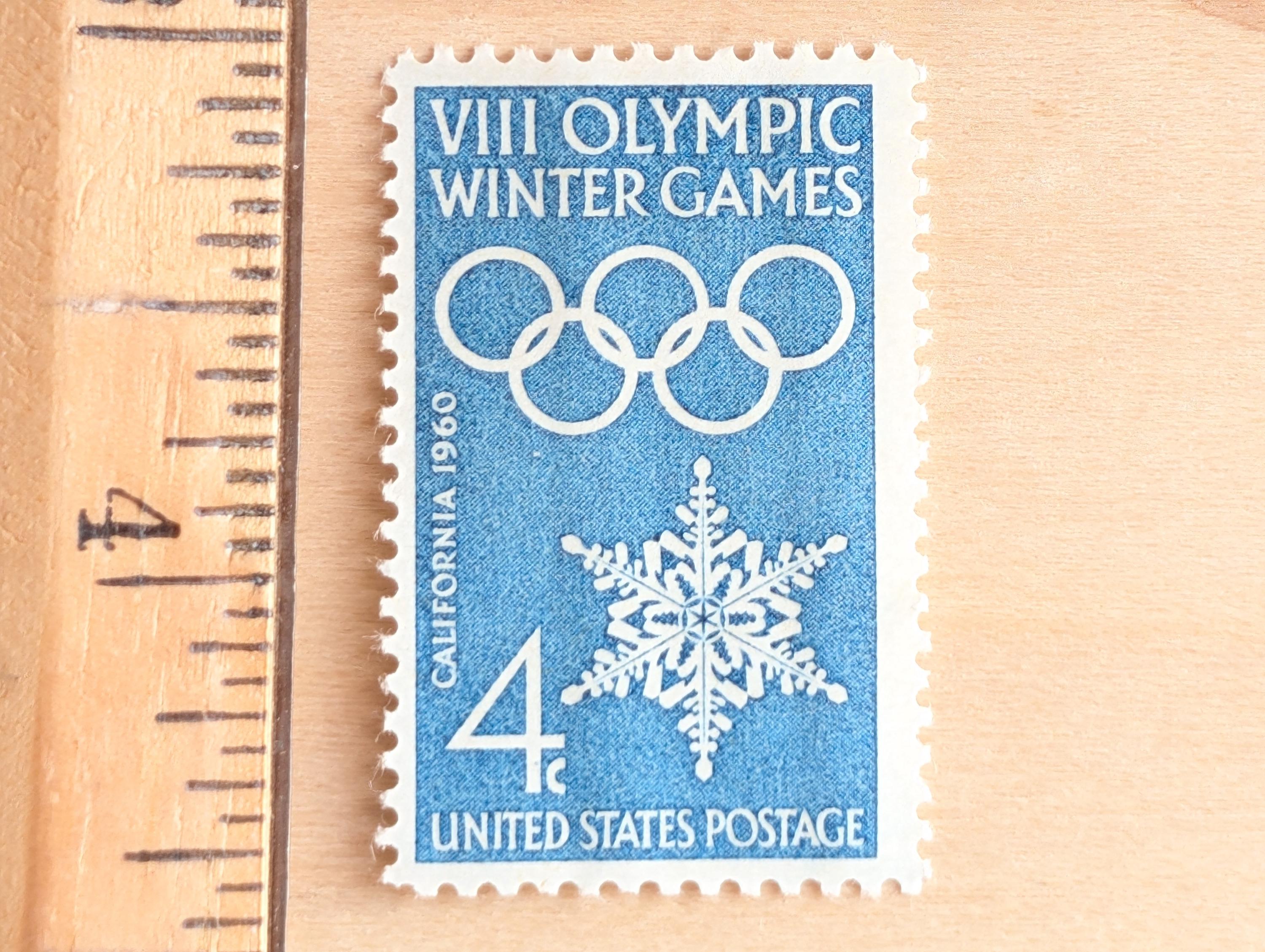 VIII Olympic Winter Games Stamps, Vintage Unused USPS 4 Cent
