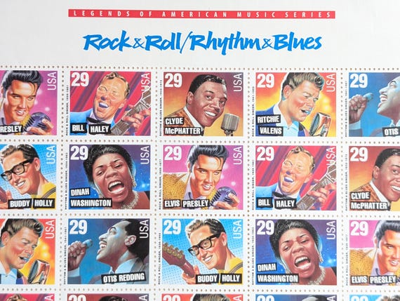 ロックンロール/リズム・アンド・ブルース切手35枚セット、1993年