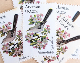 アーカンソー州切手5枚セット、ヴィンテージ未使用USPS20セント切手