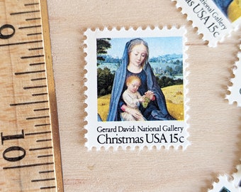 10 Gerad David Madonna and Child Stamps, Vintage Unused USPS 15