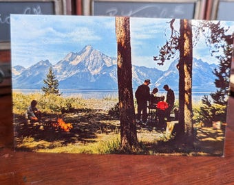 Unused Camping Postcard, Grand Teton National Park, Jackson Hole, Wyoming