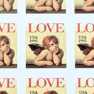 32 Cent Cupid Love Sheet of Stamps, 20 or 50 Unused Stamps, 1995, Cherub, Vintage Collectible Stamps