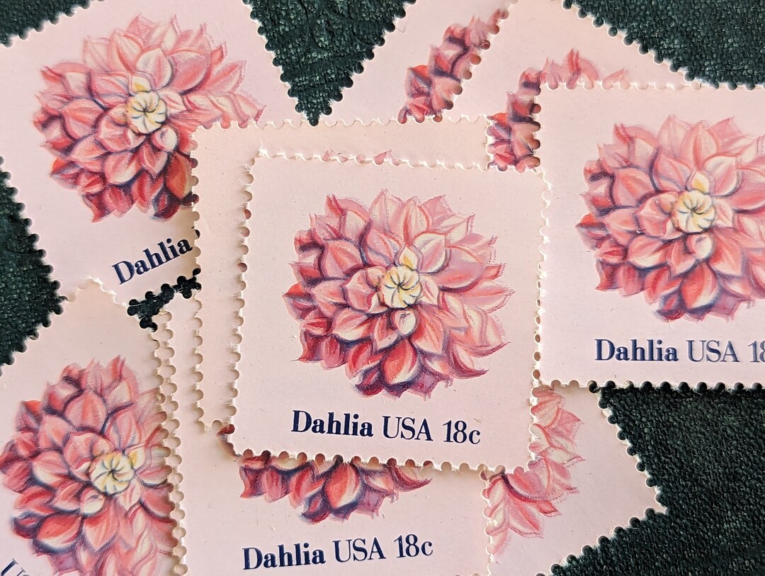 10 Dahlia Stamps Unused Postage Stamps 18 Cent Stamps Pink Etsy