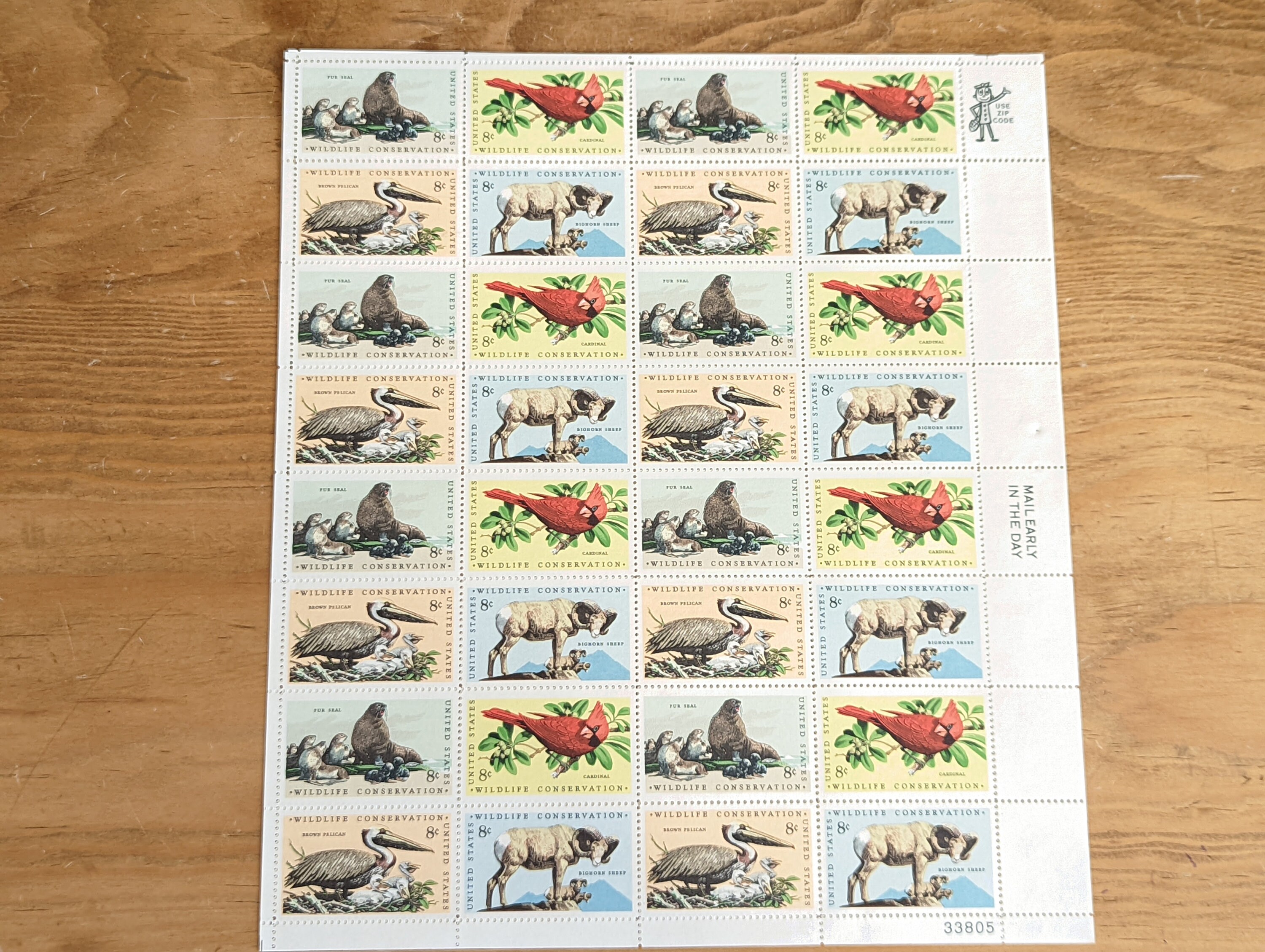 Wildlife Conservation Sheet of 32 1972 Unused 8 Cent US Postage  display picture 1
