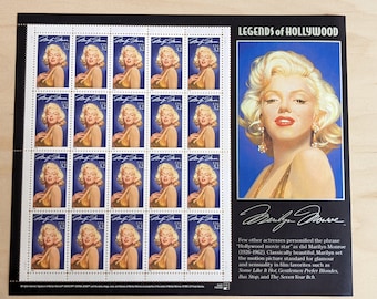 Marilyn Monroe Unused US Stamp Sheet, 1995, Sheet of 20, 32 Cent Stamps, Legends of Hollywood, Vintage Collectible Stamps