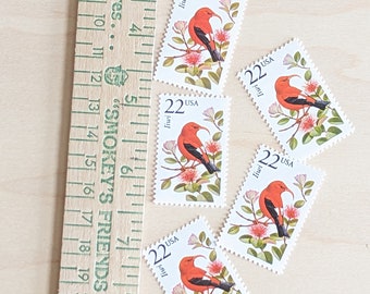 Iiwi 切手 5 枚、ヴィンテージ未使用 USPS 22 セント切手、北米の野生