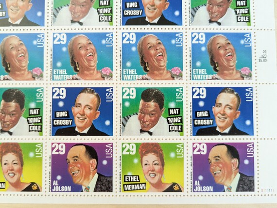 人気歌手20名の29セント切手シート、1993年、エセル・マーマン、ナット