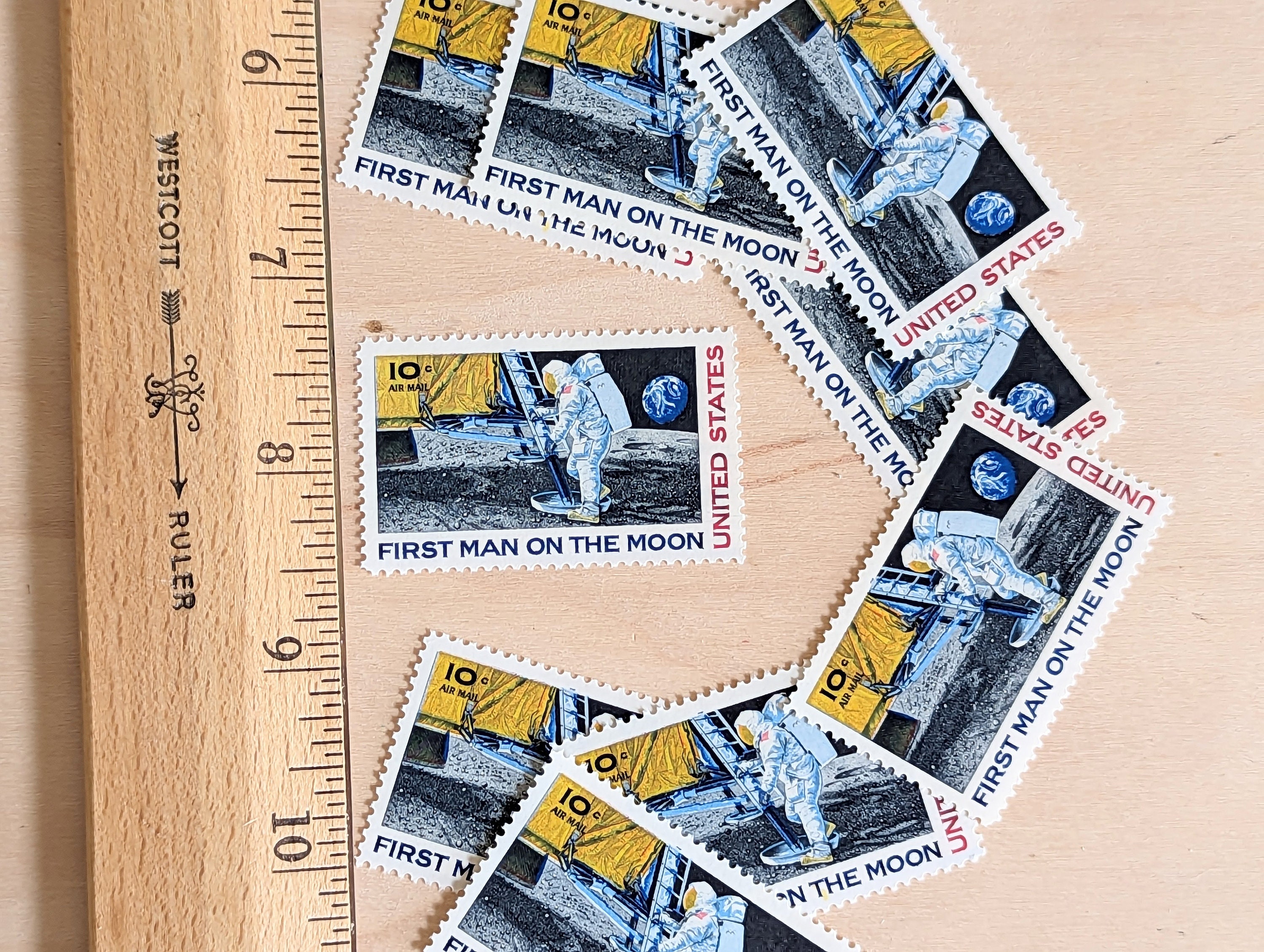 人類初の月面着陸記念切手10枚、1969年未使用10セント切手 - Etsy 日本