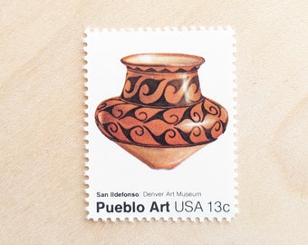 10 Pueblo Art Stamps, San lldefonso, 1977 Unused Postage Stamps, 13 Cent Stamps